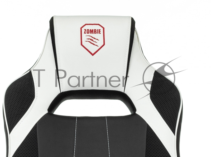 Кресло игровое Zombie 400 черный/белый ткань/эко.кожа крестов. пластик