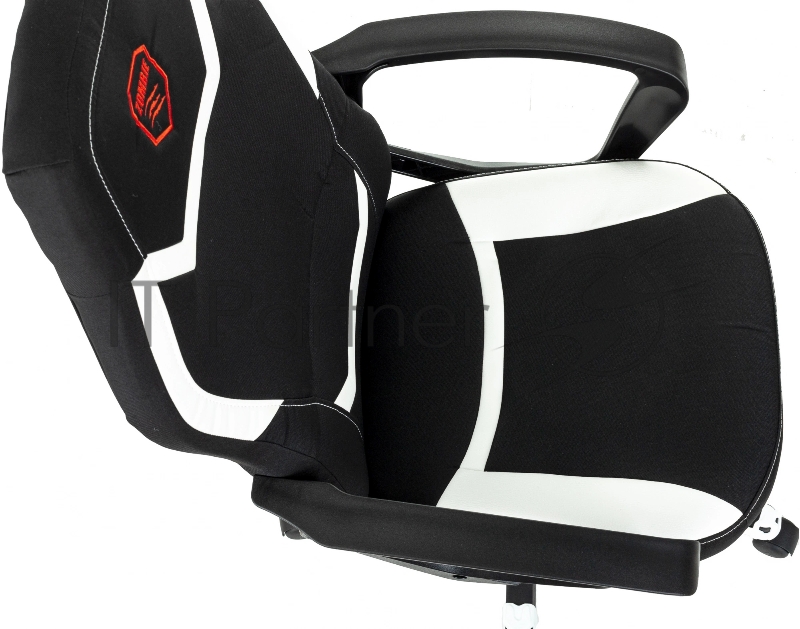 Кресло игровое Zombie 100 черный/белый ткань/эко.кожа крестов. пластик