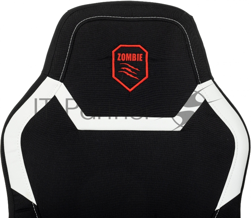 Кресло игровое Zombie 100 черный/белый ткань/эко.кожа крестов. пластик