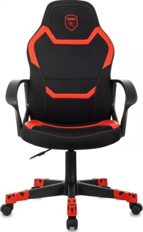 Кресло игровое Zombie 100 черный/красный ткань/эко.кожа крестов. пластик