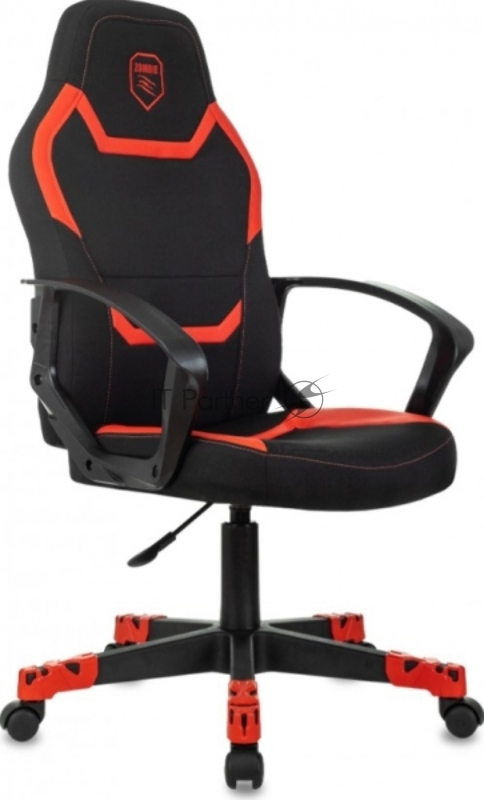 Кресло игровое Zombie 100 черный/красный ткань/эко.кожа крестов. пластик