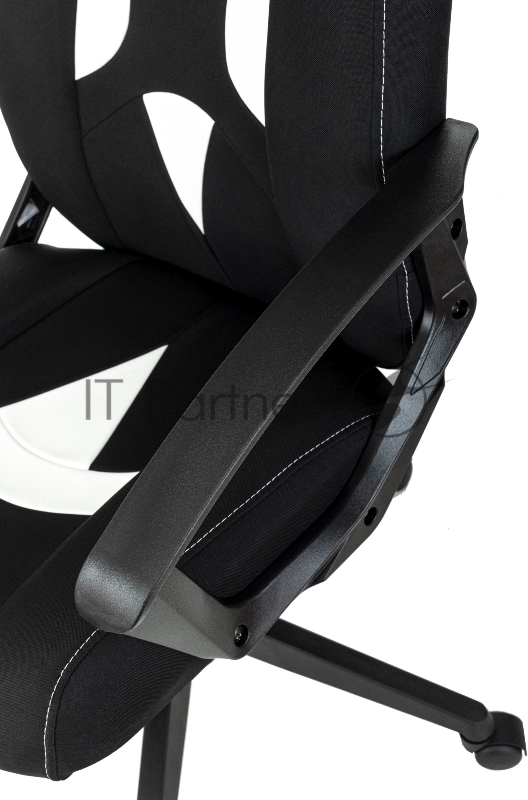 Кресло игровое Zombie 200 черный/белый ткань/эко.кожа крестов. пластик