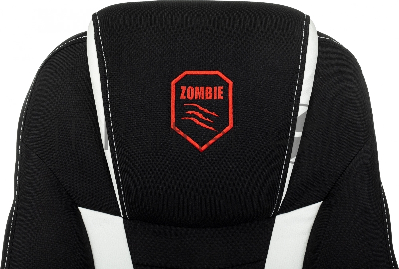 Кресло игровое Zombie 200 черный/белый ткань/эко.кожа крестов. пластик