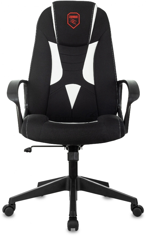 Кресло игровое Zombie 200 черный/белый ткань/эко.кожа крестов. пластик