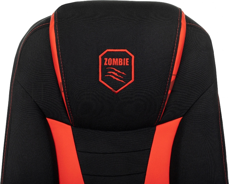 Кресло игровое Zombie 200 черный/красный ткань/эко.кожа крестов. пластик