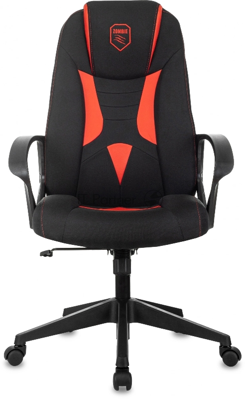 Кресло игровое Zombie 200 черный/красный ткань/эко.кожа крестов. пластик