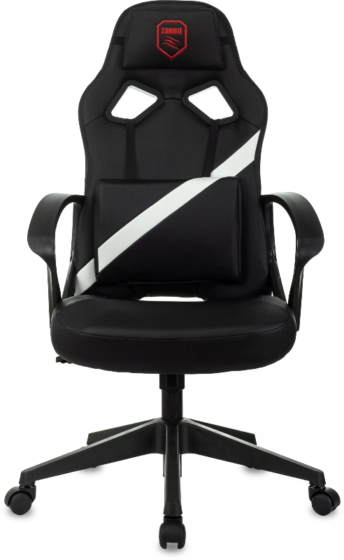 Кресло игровое Zombie 300 черный/белый эко.кожа крестов. пластик