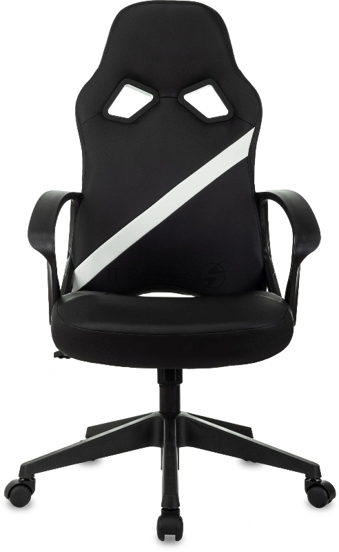 Кресло игровое Zombie 300 черный/белый эко.кожа крестов. пластик