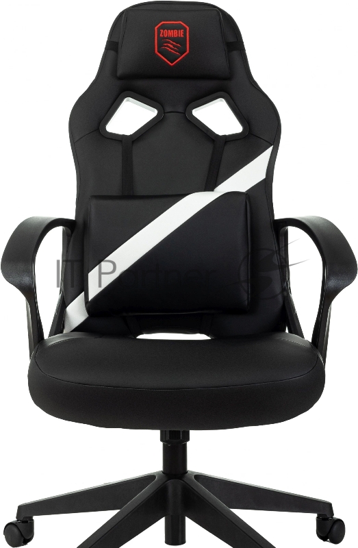 Кресло игровое Zombie 300 черный/белый эко.кожа крестов. пластик