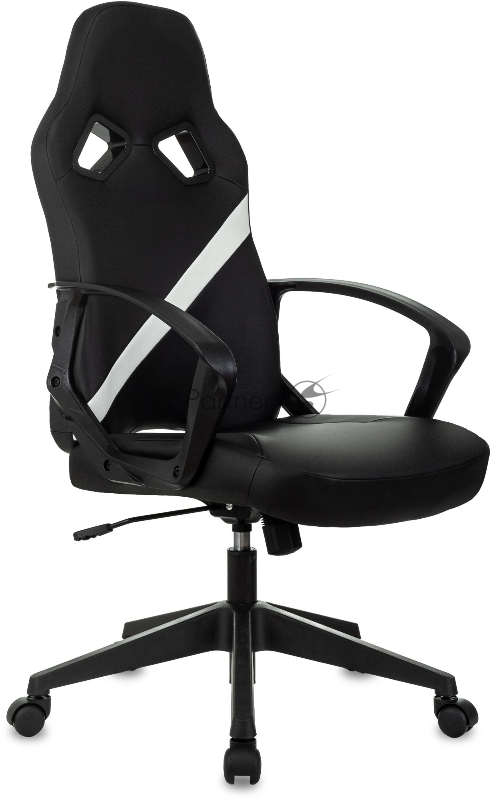 Кресло игровое Zombie 300 черный/белый эко.кожа крестов. пластик