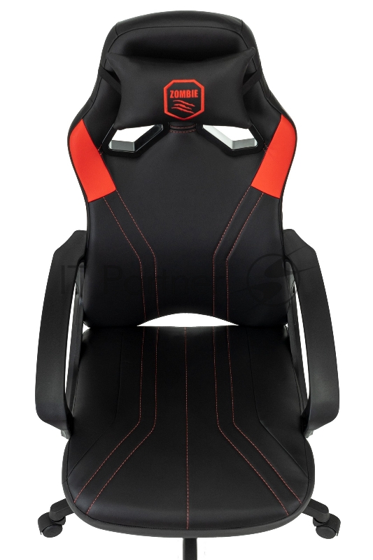 Кресло игровое Zombie 50 черный/красный эко.кожа крестов. пластик