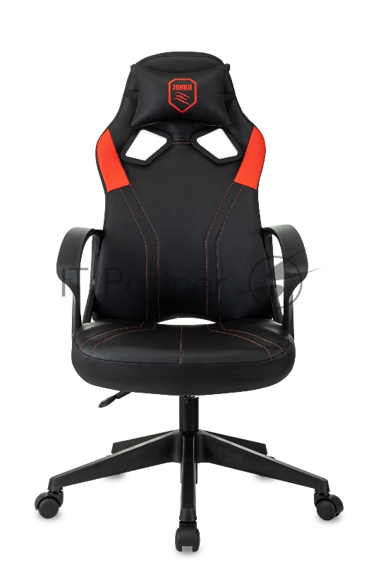 Кресло игровое Zombie 50 черный/красный эко.кожа крестов. пластик