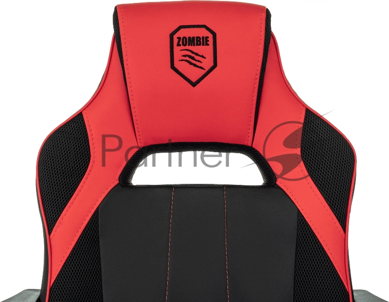 Кресло игровое Zombie 400 черный/красный ткань/эко.кожа крестов. пластик