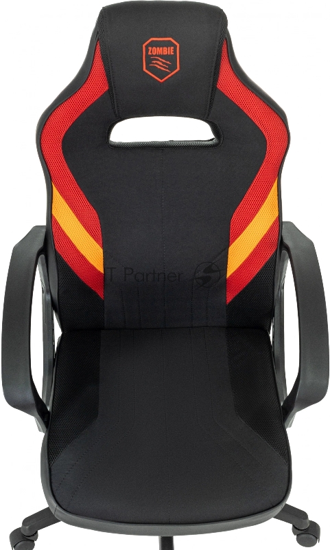 Кресло игровое Zombie 500 черный/красный ткань/эко.кожа крестов. пластик