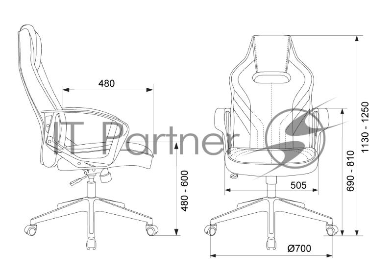 Кресло игровое Zombie 500 черный/красный ткань/эко.кожа крестов. пластик