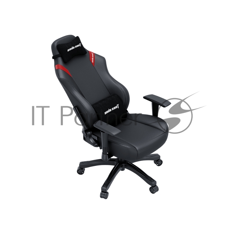 Кресло игровое Anda Seat Luna series цвет черный с красными вставками, размер L (110кг), материал ПВХ (модель AD18)