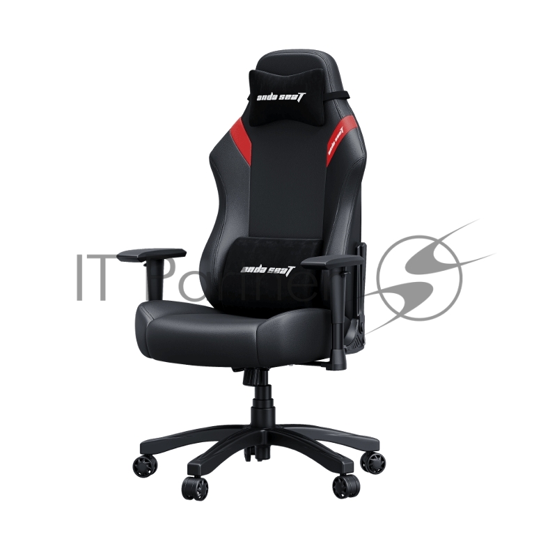 Кресло игровое Anda Seat Luna series цвет черный с красными вставками, размер L (110кг), материал ПВХ (модель AD18)