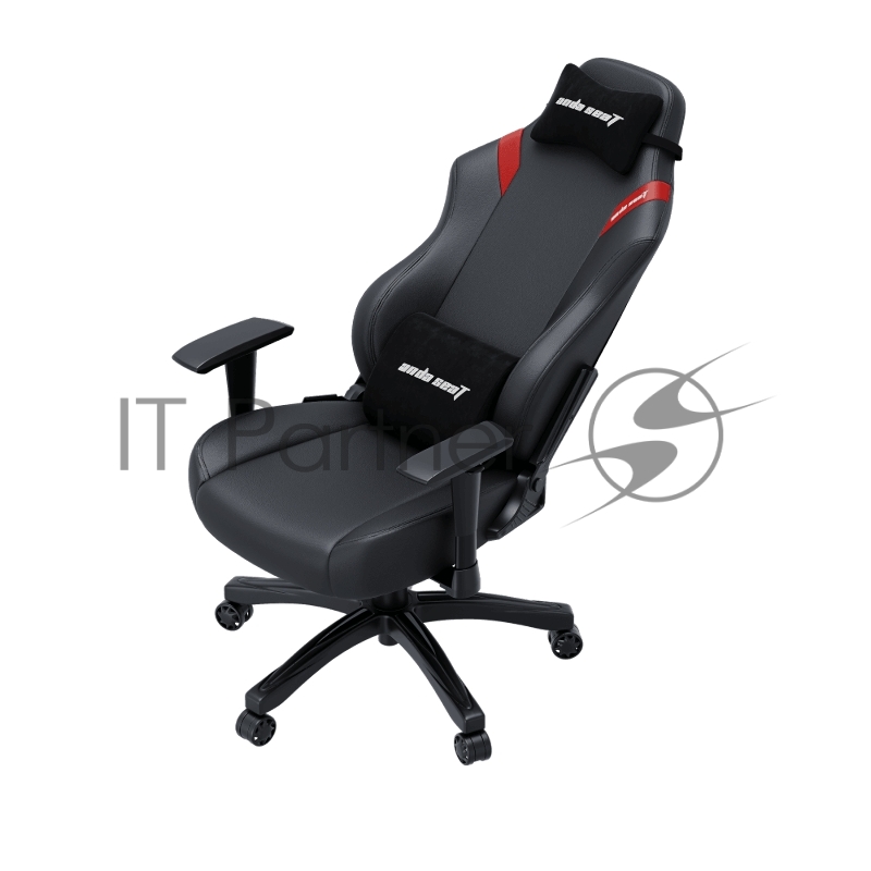 Кресло игровое Anda Seat Luna series цвет черный с красными вставками, размер L (110кг), материал ПВХ (модель AD18)