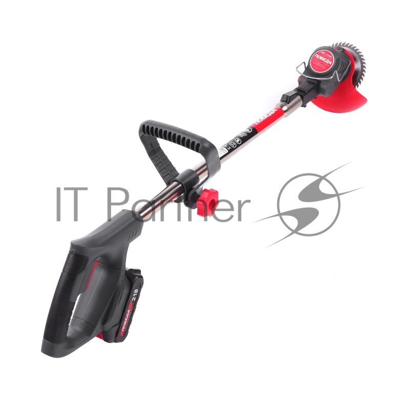 Триммер аккумуляторный Победа ТА 200, 20/21В, с 1 акб 1,5Ач и зу, макс 145мм, пластик. ножи(10шт)+ мет. диск 40Т, телескоп