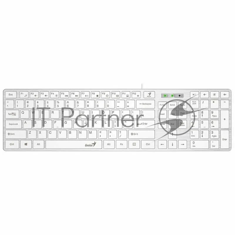 Клавиатура Genius SlimStar 126 wired keyboard white color (12 Multimedia Function Keys and 4 dedicated Hotkeys for Quick Commands, Ultra-Slim Keycaps)