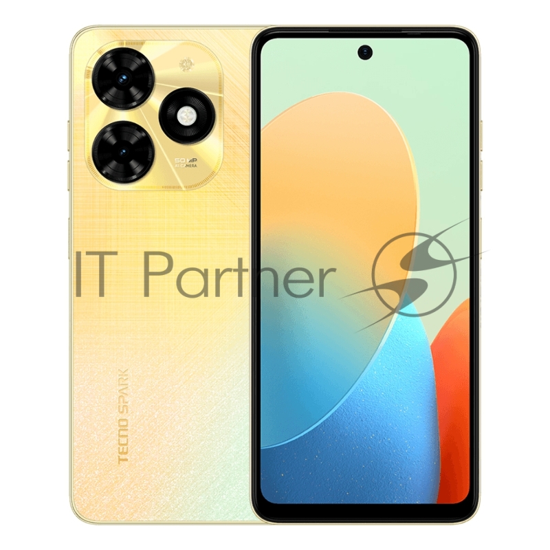 Смартфон BG7n TECNO SPARK 20C 4/256 Alpenglow Gold, 6.56, 20:9, 1612 x 720 пикселей, 2.3GHz, 8 Core, 4GB RAM, 256GB, up to 1TB flash, 50Mpix+AI/8Mpix, 2 Sim, 4G, BT v5.0, WiFi 802.11 b/g/n, GPS/AGPS, GLONASS,NFC, Type-C, 5000mAh, Android T-GO, 185,3g