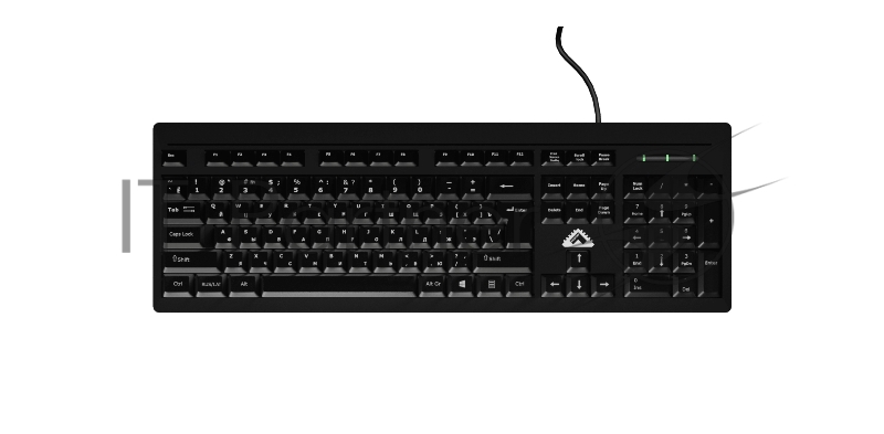 Клавиатура проводная БЕШТАУ КЛ104РУ 104 клавиши, USB, 1,8м, Цвет русской/латинской раскладки (Белый/Белый) лазерная гравировка, черный МИНПРОМТОРГ (МПТ)