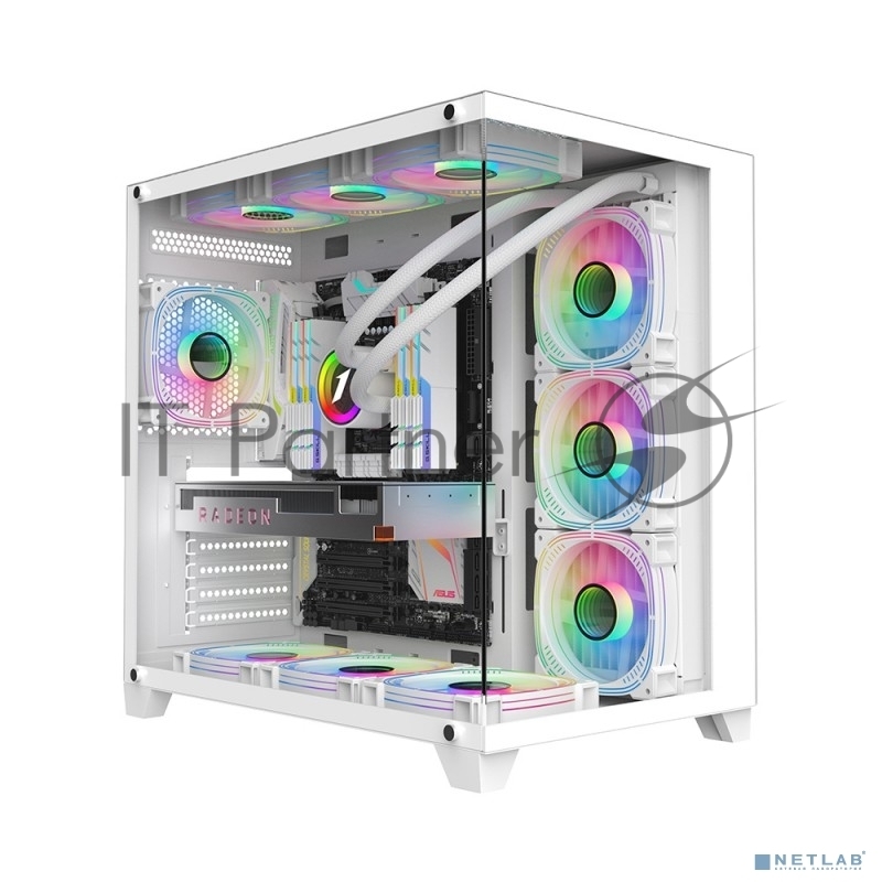 Корпус 1STPLAYER MEGAVIEW MV8-TP White / ATX / MV8-TP-WH