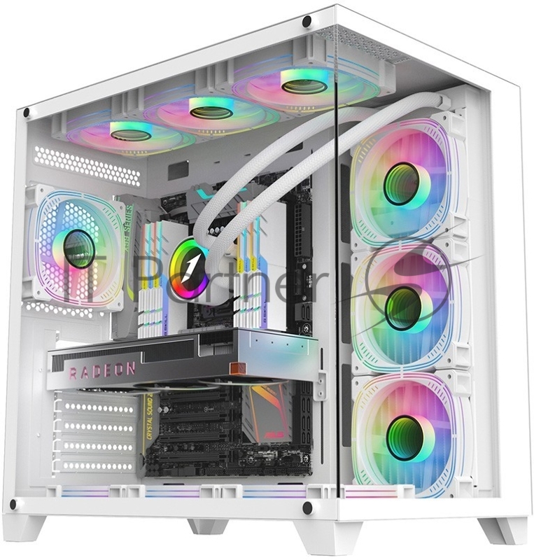 Корпус 1STPLAYER MEGAVIEW MV8-TP White / ATX / MV8-TP-WH