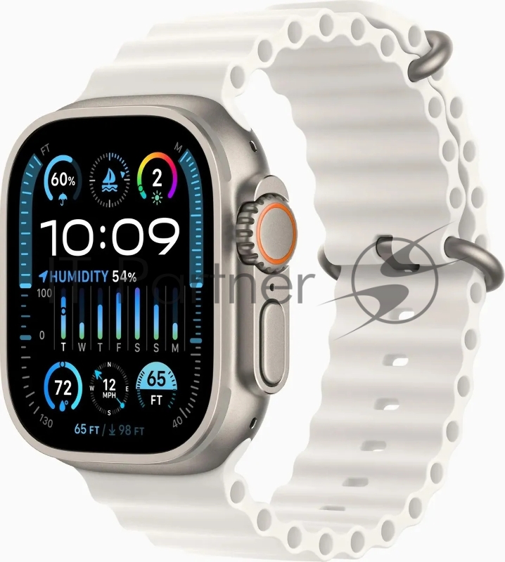 Смарт-часы Apple Watch Ultra 2 A2986 49мм OLED корп.титан Ocean band рем.белый разм.брасл.:130-200мм (MREJ3LW/A)