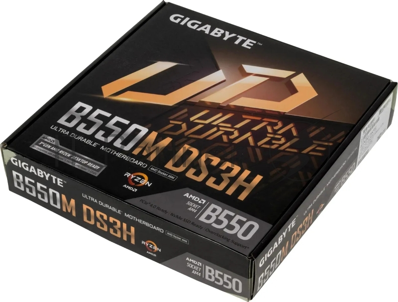 Материнская плата GIGABYTE B550M DS3H (V1.7) Soc-AM4 AMD B550 4xDDR4 mATX AC`97 8ch(7.1) GbLAN RAID+DVI+HDMI