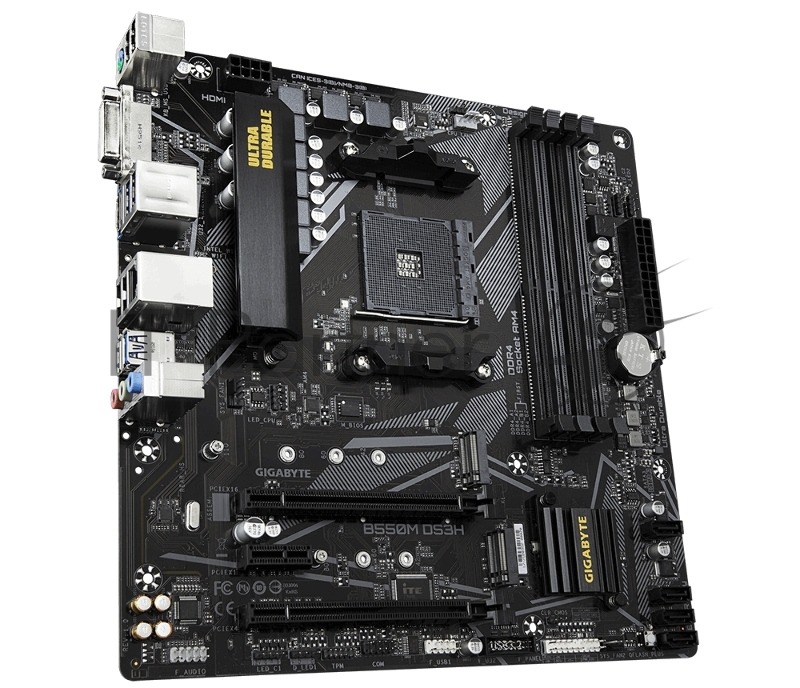 Материнская плата GIGABYTE B550M DS3H (V1.7) Soc-AM4 AMD B550 4xDDR4 mATX AC`97 8ch(7.1) GbLAN RAID+DVI+HDMI