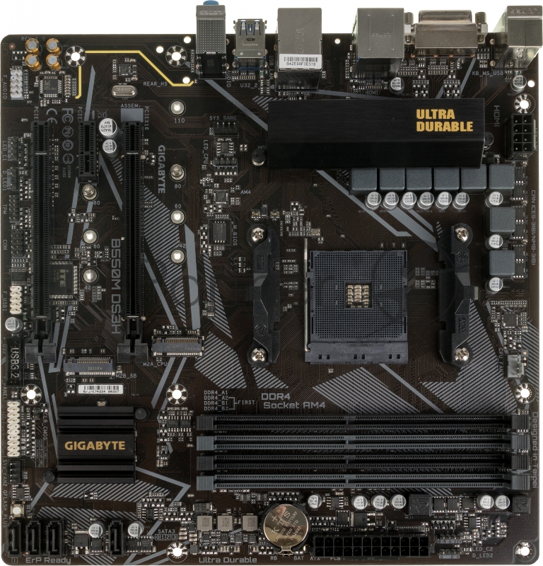 Материнская плата GIGABYTE B550M DS3H (V1.7) Soc-AM4 AMD B550 4xDDR4 mATX AC`97 8ch(7.1) GbLAN RAID+DVI+HDMI