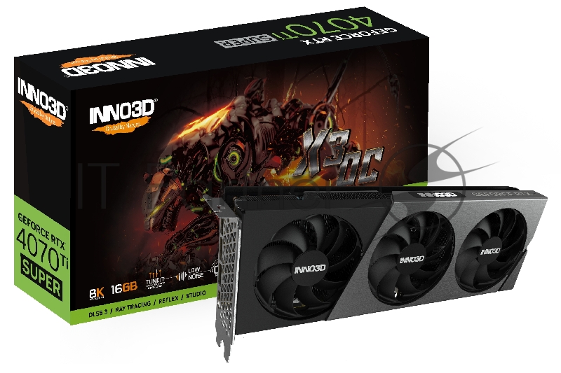Видеокарта INNO3D RTX 4070 Ti Super X3 OC//RTX4070Ti Super, HDMI, DP*3, 12G,D6X