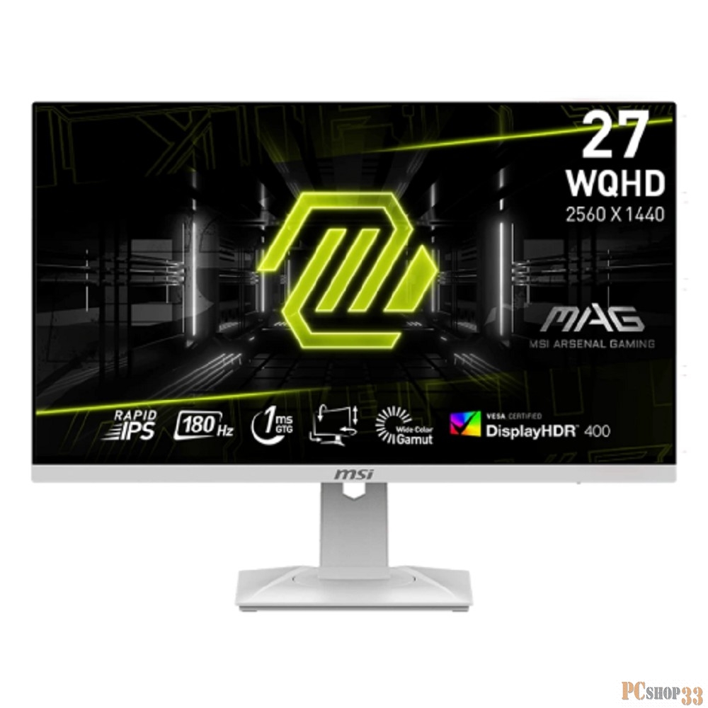 Монитор 27 MSI MAG 274QRFW 27 16:9 WQHD(2560x1440) Rapid IPS,1ms, 1000:1, 100M:1, 400nit, 178/178, 2xHDMI 2.0b, DP 1.4a, Tilt, Swivel, Height,Pivot,VESA,180Hz,White, w-ty