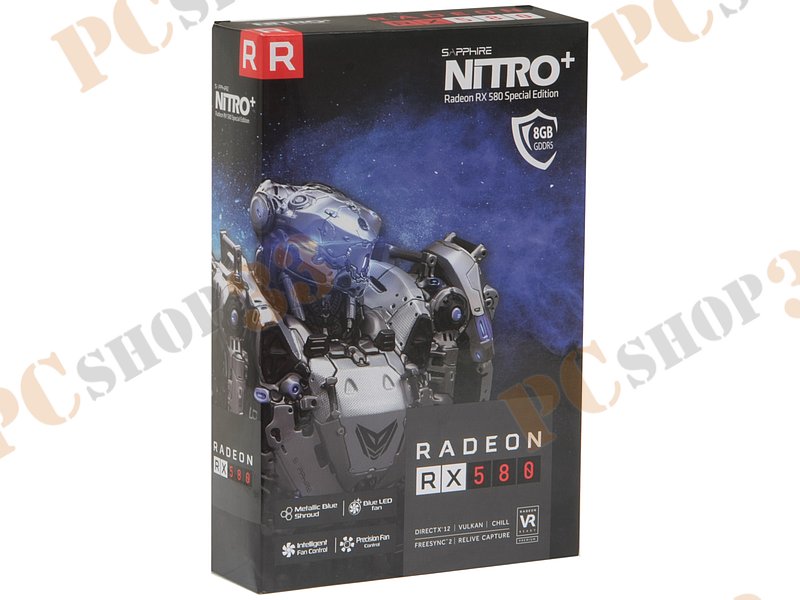 Видеокарта Sapphire Radeon RX 580 Nitro+ W/BP (UEFI) Special Edition 8ГБ 11265-21 (Radeon RX 580, DDR5, DVI, 2xHDMI, 2xDP) (PCI-E)