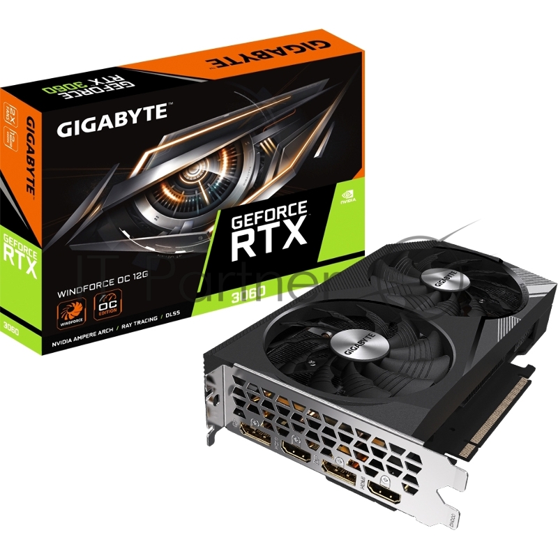 Видеокарта GIGABYTE N3060WF2OC-12GD (V2.0) PCIE16 12288Mb 192 GDDR6 1792/15000 HDMIx2 DPx2 HDCP Ret