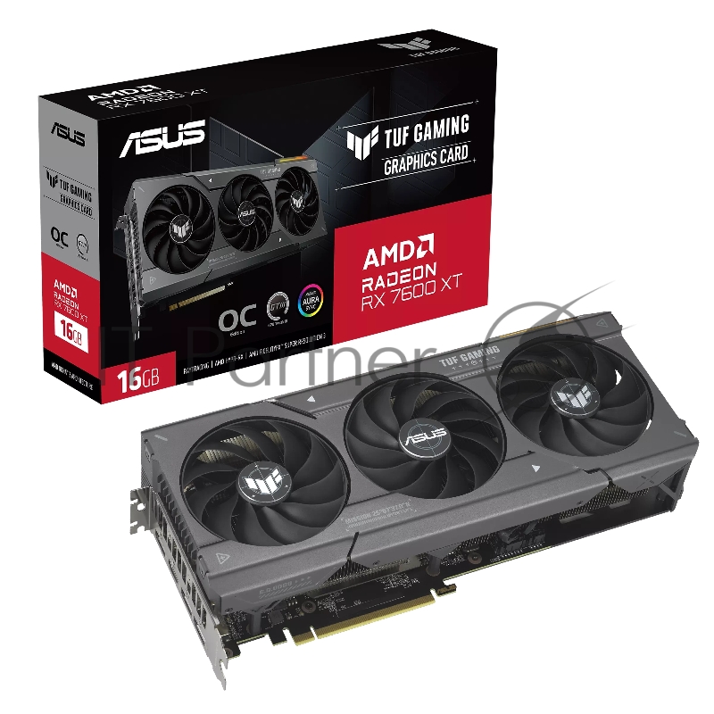 Видеокарта Asus TUF-RX7600XT-O16G-GAMING AMD Radeon RX 7600XT 16Gb PCI-E 4.0 128bit GDDR6 2539/18000 HDMIx1 DPx3 HDCP Ret