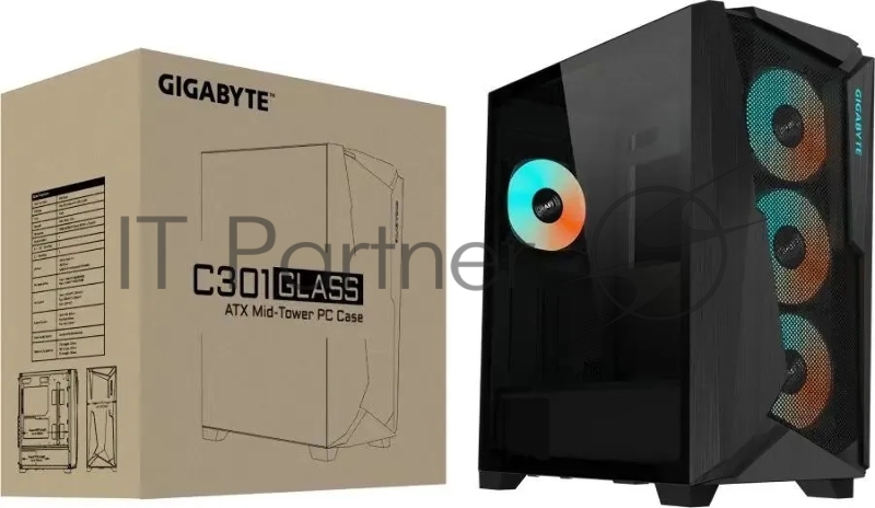 Корпус Gigabyte C301G черный без БП ATX 4x120mm 4x140mm 2xUSB3.0 audio bott PSU