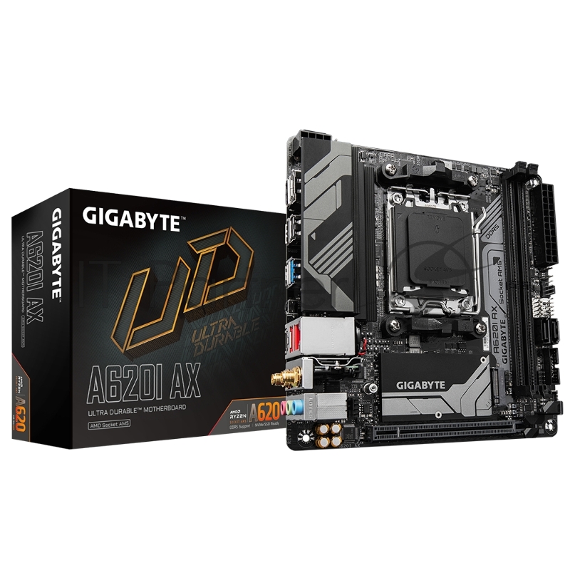 Материнская плата Gigabyte A620I AX Socket AM5 AMD A620 2xDDR5 mini-ITX AC`97 8ch(7.1) 2.5Gg RAID+HDMI+DP