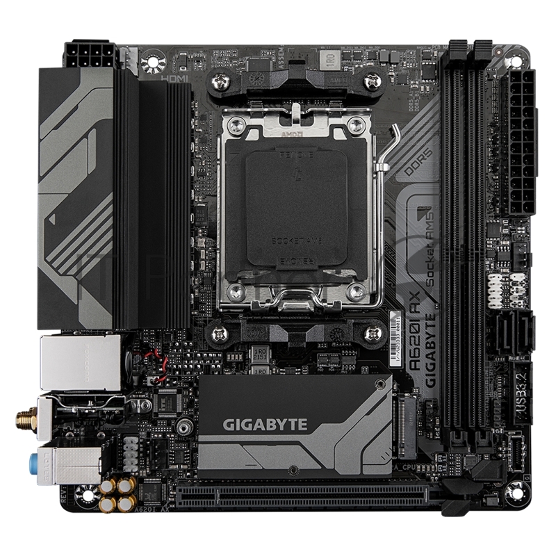 Материнская плата Gigabyte A620I AX Socket AM5 AMD A620 2xDDR5 mini-ITX AC`97 8ch(7.1) 2.5Gg RAID+HDMI+DP