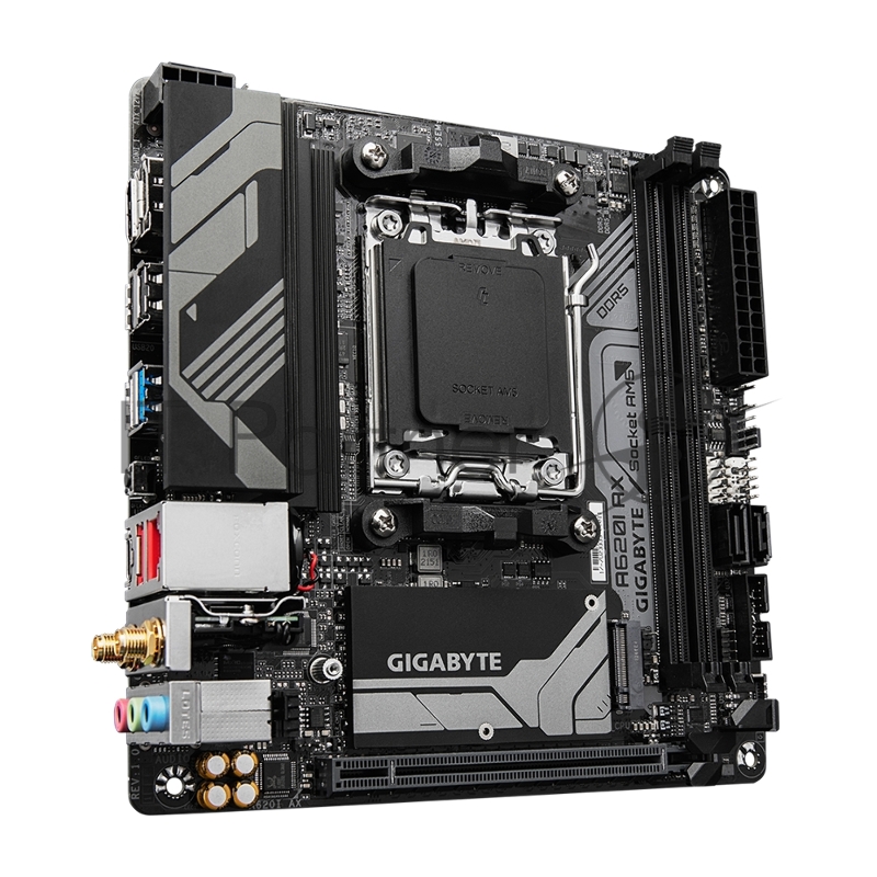 Материнская плата Gigabyte A620I AX Socket AM5 AMD A620 2xDDR5 mini-ITX AC`97 8ch(7.1) 2.5Gg RAID+HDMI+DP