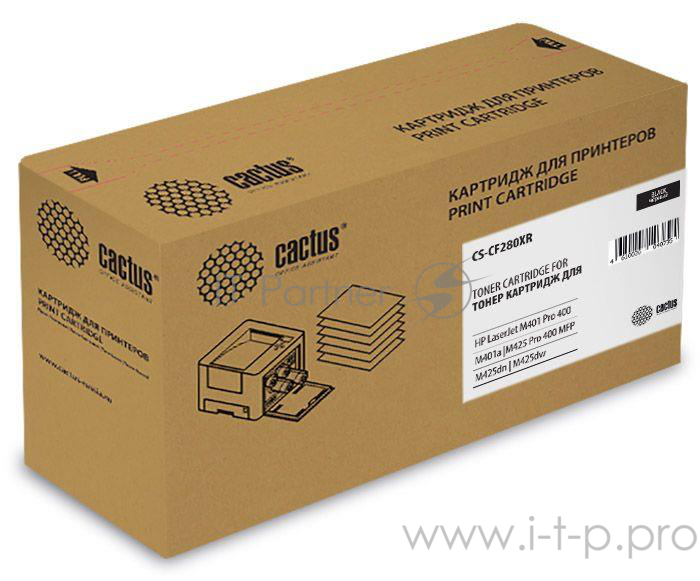 Тонер Картридж Cactus CS-CF280XR черный для HP LJ Pro 400/M401/M425 (6900стр.)