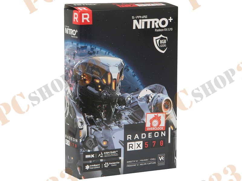 Видеокарта Sapphire Radeon RX 570 Nitro+ OC W/BP (UEFI) 8ГБ 11266-09 (Radeon RX 570, DDR5, DVI, 2xHDMI, 2xDP) (PCI-E)