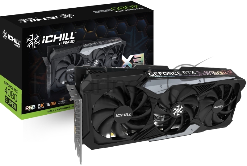 Видеокарта INNO3D RTX 4080 Super iChill X3//RTX4080 Super, HDMI, DP*3, 16G,D6X
