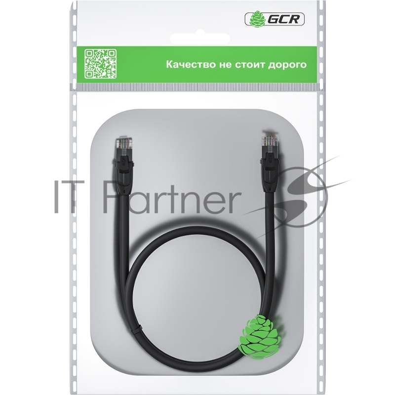 Патч-корд GCR прямой 0.2m UTP кат.6, черный, 24 AWG, ethernet high speed, RJ45, T568B, GCR-52951