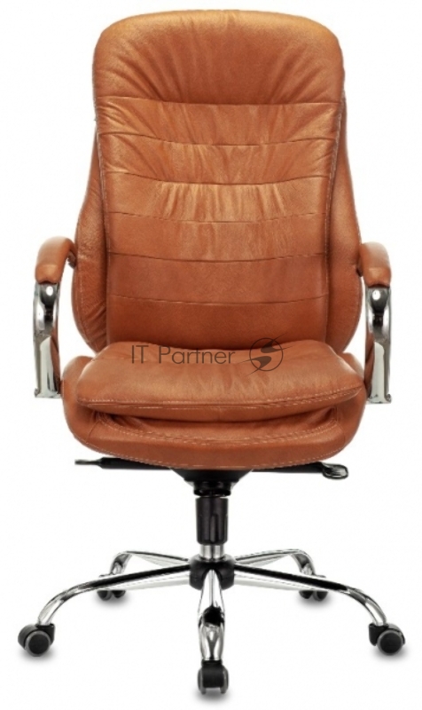 Кресло руководителя Бюрократ T-9950 светло-коричневый Leather Eichel кожа крестов. металл хром