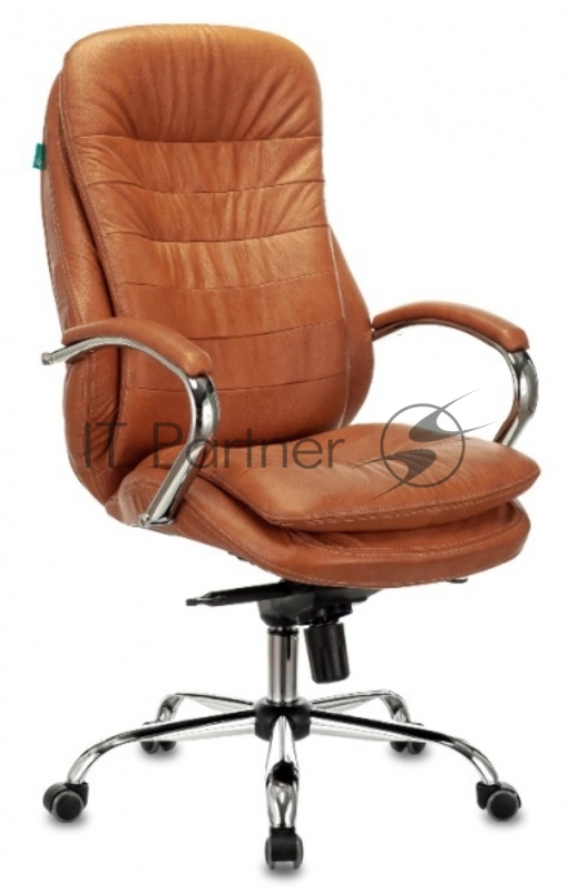 Кресло руководителя Бюрократ T-9950 светло-коричневый Leather Eichel кожа крестов. металл хром