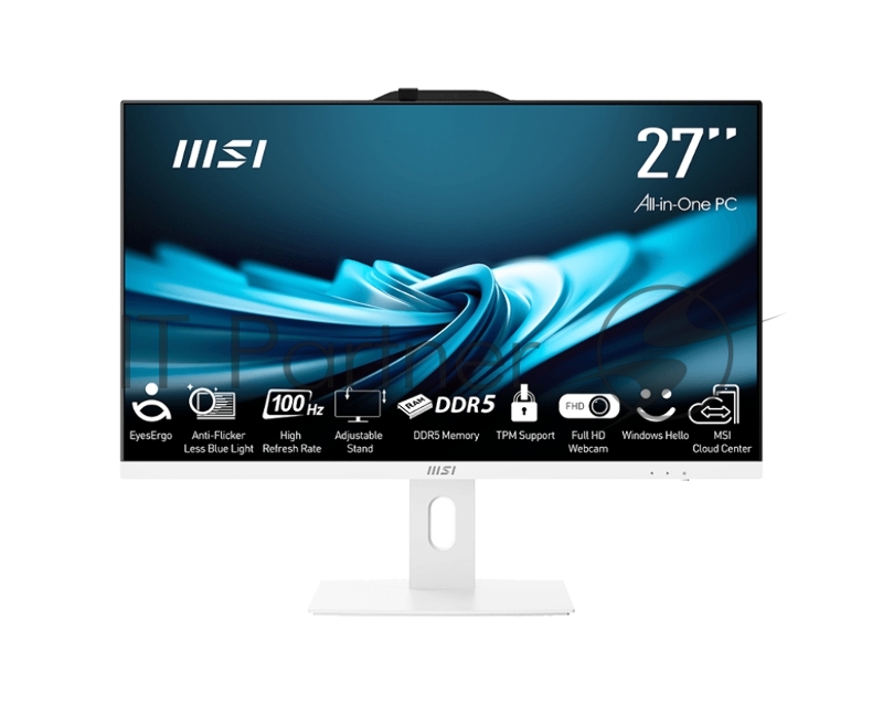 Моноблок MSI Pro AP272P 14M AiO 27 FHD (1920x1080)IPS AG Non-touch, Core i7-14700 (2.1GHz), 16Gb DDR4(2x8Gb), 512GB SSD M.2, Intel UHD, WiFi, BT, camera, WirelessKB&mouse Eng/Rus,noOS,1y war-ty, White