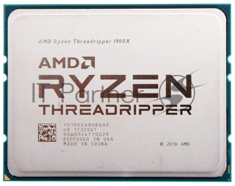 Процессор CPU AMD Ryzen Threadripper 1900X OEM <YD190XA8U8QAE> (TR4, 3.8GHz up to 4.0GHz/8x512Kb+16Mb, 8C/16T, Summit Ridge, 14nm, 180W, unlocked)