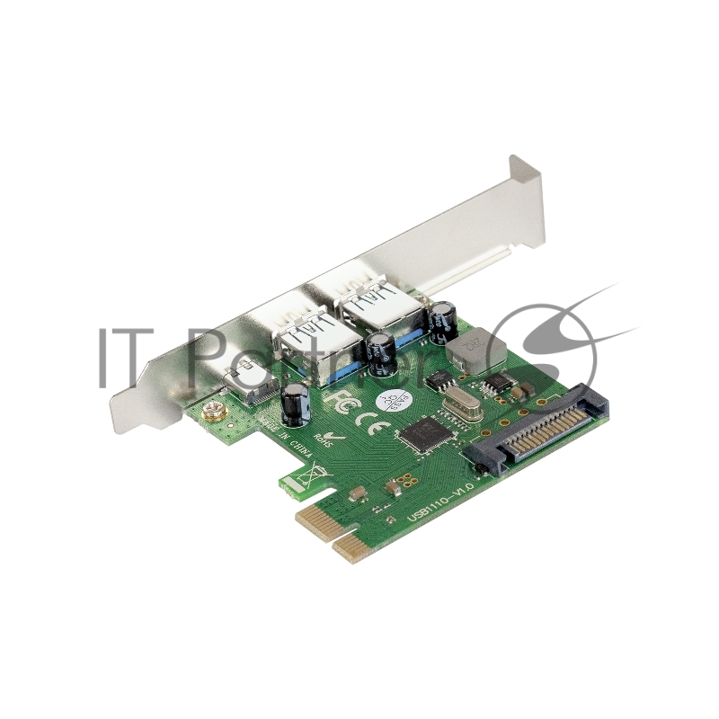 Контроллер ExeGate EXE-323 PCI-E 2.0, 2*USB3.0 ext + 1*Type-C, разъем доп.питания (OEM)